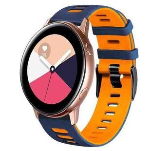 For Samsung Galaxy Watch Active 2 20mm Two-Color Silicone Watch Band(Midnight Blue+Orange)