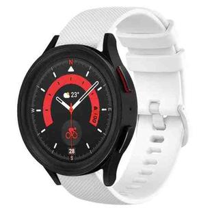 For Samsung Galaxy Watch5  40mm 20mm Plaid Solid Color Silicone Watch Band(White)