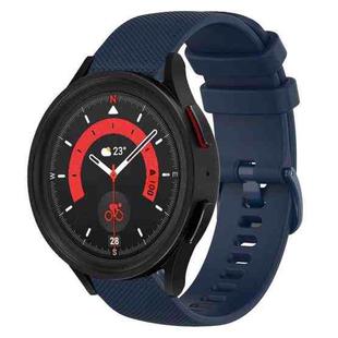 For Samsung Galaxy Watch5  40mm 20mm Plaid Solid Color Silicone Watch Band(Midnight Blue)