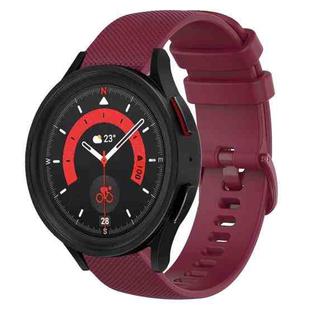 For Samsung Galaxy Watch5  40mm 20mm Plaid Solid Color Silicone Watch Band(Burgundy)