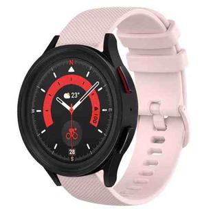 For Samsung Galaxy Watch5  40mm 20mm Plaid Solid Color Silicone Watch Band(Pink)
