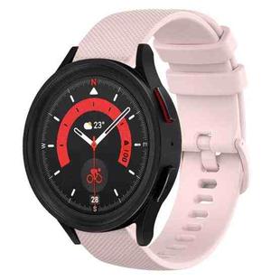 For Samsung Galaxy Watch5  44mm 20mm Plaid Solid Color Silicone Watch Band(Pink)