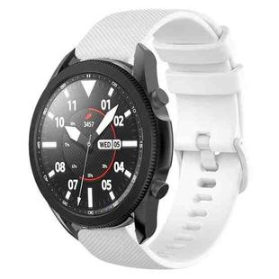 For Samsung Galaxy Watch5 Pro 45mm 20mm Plaid Solid Color Silicone Watch Band(White)