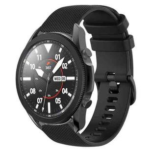 For Samsung Galaxy Watch5 Pro 45mm 20mm Plaid Solid Color Silicone Watch Band(Black)
