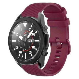 For Samsung Galaxy Watch5 Pro 45mm 20mm Plaid Solid Color Silicone Watch Band(Burgundy)