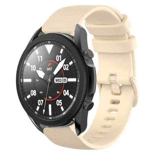 For Samsung Galaxy Watch5 Pro 45mm 20mm Plaid Solid Color Silicone Watch Band(Beige)