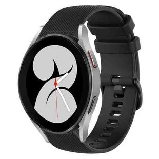 For Samsung Galaxy Watch4 40mm 20mm Plaid Solid Color Silicone Watch Band(Black)