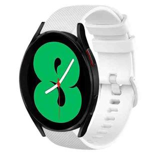 For Samsung Galaxy Watch4 44mm 20mm Plaid Solid Color Silicone Watch Band(White)