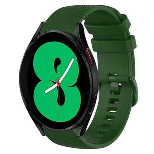 For Samsung Galaxy Watch4 44mm 20mm Plaid Solid Color Silicone Watch Band(Amy Green)