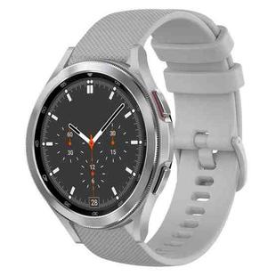 For Samsung Galaxy Watch4 Classic 46mm 20mm Plaid Solid Color Silicone Watch Band(Grey)