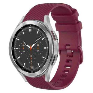 For Samsung Galaxy Watch4 Classic 46mm 20mm Plaid Solid Color Silicone Watch Band(Burgundy)