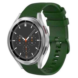 For Samsung Galaxy Watch4 Classic 46mm 20mm Plaid Solid Color Silicone Watch Band(Amy Green)