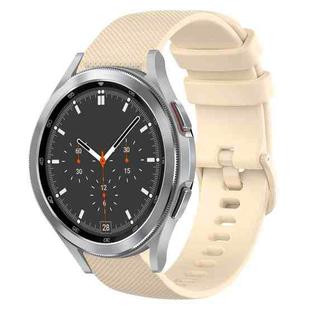 For Samsung Galaxy Watch4 Classic 46mm 20mm Plaid Solid Color Silicone Watch Band(Beige)