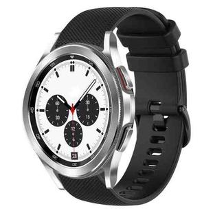 For Samsung Galaxy Watch4 Classic 42mm 20mm Plaid Solid Color Silicone Watch Band(Black)