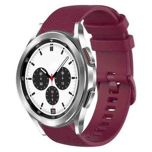 For Samsung Galaxy Watch4 Classic 42mm 20mm Plaid Solid Color Silicone Watch Band(Burgundy)