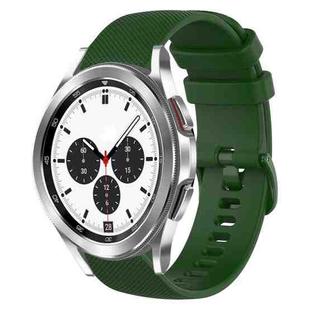 For Samsung Galaxy Watch4 Classic 42mm 20mm Plaid Solid Color Silicone Watch Band(Amy Green)