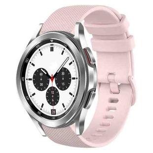 For Samsung Galaxy Watch4 Classic 42mm 20mm Plaid Solid Color Silicone Watch Band(Pink)