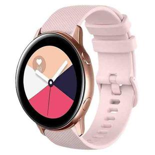 For Samsung Galaxy Watch Active 2 20mm Plaid Solid Color Silicone Watch Band(Pink)