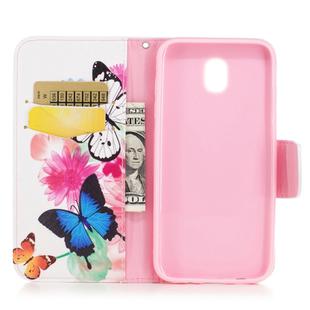 Colored Drawing Pattern Horizontal Flip Leather Case for Samsung GalaxyJ330&J3,with Holder & Card Slots & Wallet(Two Butterflies)