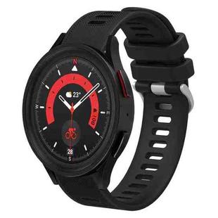 For Samsung Galaxy Watch5 40mm 20mm Twill Solid Color Silicone Watch Band(Black)