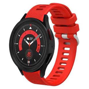 For Samsung Galaxy Watch5 44mm 20mm Twill Solid Color Silicone Watch Band(Red)