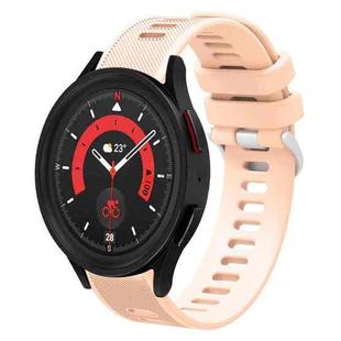 For Samsung Galaxy Watch5 44mm 20mm Twill Solid Color Silicone Watch Band(Pink)