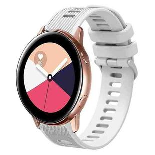 For Samsung Galaxy Watch Active 2 20mm Twill Solid Color Silicone Watch Band(White)
