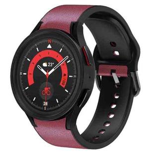 For Samsung Galaxy Watch 5 44mm 20mm Silicone Adhesive Leather Watch Band(Burgundy)