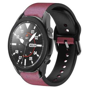 For Samsung Galaxy Watch 5 Pro 45mm 20mm Silicone Adhesive Leather Watch Band(Burgundy)