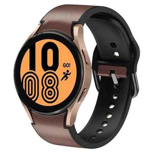 For Samsung Galaxy Watch 4 40mm 20mm Silicone Adhesive Leather Watch Band(Dark Brown)