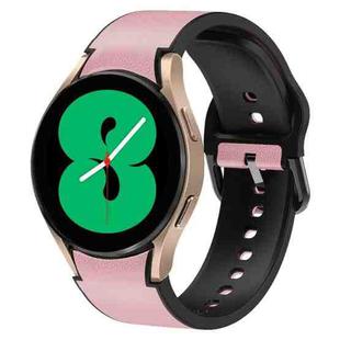 For Samsung Galaxy Watch 4 44mm 20mm Silicone Adhesive Leather Watch Band(Pink)