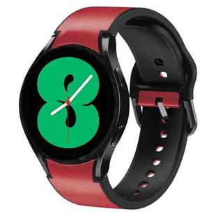 For Samsung Galaxy Watch 4 44mm 20mm Silicone Adhesive Leather Watch Band(Red)