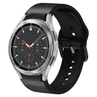 For Samsung Galaxy Watch 4 Classic 46mm 20mm Silicone Adhesive Leather Watch Band(Black)