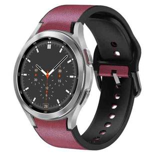 For Samsung Galaxy Watch 4 Classic 46mm 20mm Silicone Adhesive Leather Watch Band(Burgundy)