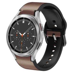 For Samsung Galaxy Watch 4 Classic 46mm 20mm Silicone Adhesive Leather Watch Band(Dark Brown)