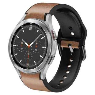 For Samsung Galaxy Watch 4 Classic 46mm 20mm Silicone Adhesive Leather Watch Band(Light Brown)