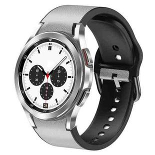 For Samsung Galaxy Watch 4 Classic 42mm 20mm Silicone Adhesive Leather Watch Band(Light Grey)