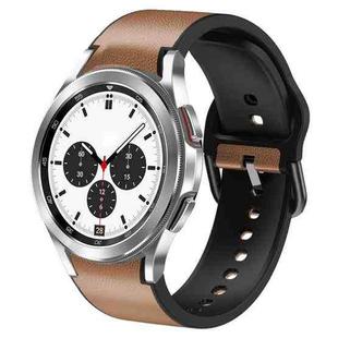 For Samsung Galaxy Watch 4 Classic 42mm 20mm Silicone Adhesive Leather Watch Band(Light Brown)