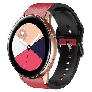 For Samsung Galaxy Watch Active 2 20mm Silicone Adhesive Leather Watch Band(Red)