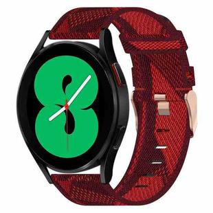 For Samsung Galaxy Watch4 44mm 20mm Nylon Woven Watch Band(Red)