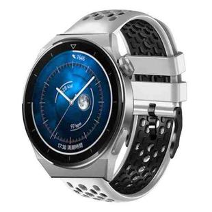 For Huawei Watch GT3 Pro 46mm 22mm Two-Color Breathable Silicone Watch Band(White+Black)