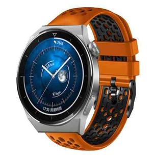 For Huawei Watch GT3 Pro 46mm 22mm Two-Color Breathable Silicone Watch Band(Orange+Black)
