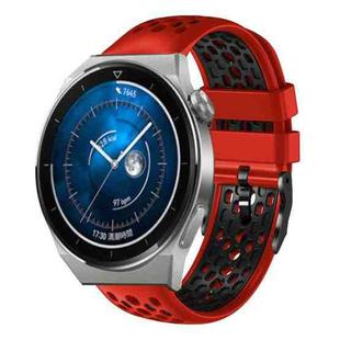 For Huawei Watch GT3 Pro 46mm 22mm Two-Color Breathable Silicone Watch Band(Red+Black)