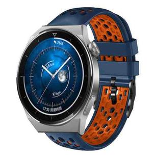 For Huawei Watch GT3 Pro 46mm 22mm Two-Color Breathable Silicone Watch Band(Midnight Blue+Orange)