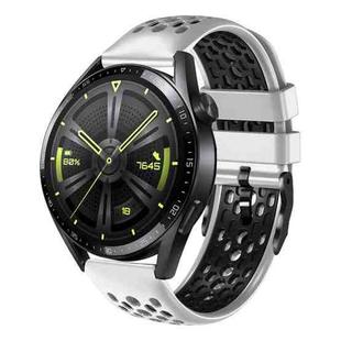 For Huawei Watch GT3 46mm 22mm Two-Color Breathable Silicone Watch Band(White+Black)