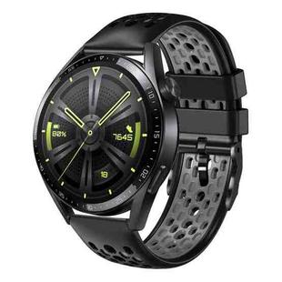 For Huawei Watch GT3 46mm 22mm Two-Color Breathable Silicone Watch Band(Black+Grey)