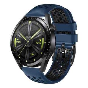 For Huawei Watch GT3 46mm 22mm Two-Color Breathable Silicone Watch Band(Midnight Blue+Black)