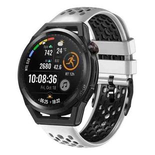 For Huawei Watch GT Runner 22mm Two-Color Breathable Silicone Watch Band(White+Black)