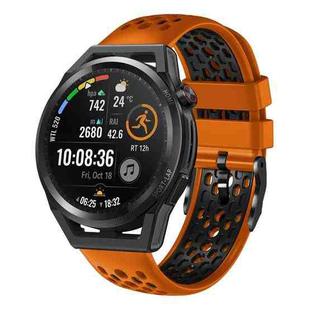 For Huawei Watch GT Runner 22mm Two-Color Breathable Silicone Watch Band(Orange+Black)
