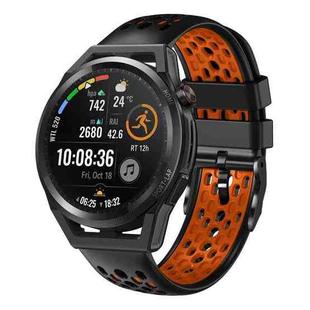 For Huawei Watch GT Runner 22mm Two-Color Breathable Silicone Watch Band(Black+Orange)